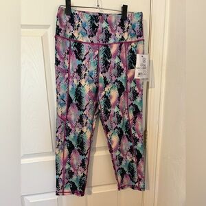 NWT Nine West Active Multi Color Sz Med High Waisted Leggings With Side Pockets